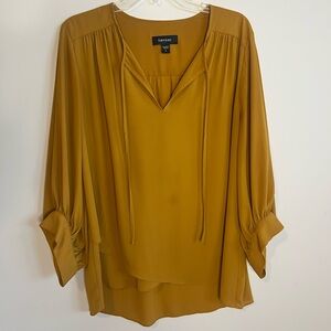 Karen Kane Yellow 3/4 Sleeve Relaxed Tie Front Tunic